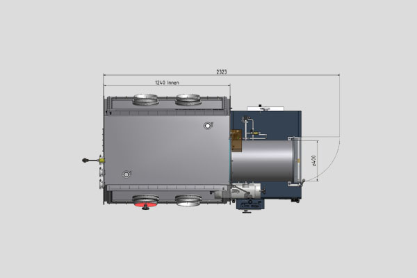 stainless steel glovebox Mega 2 2, plan view