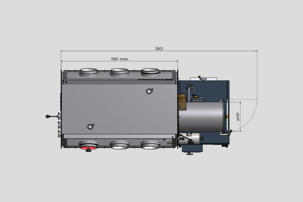 stainless steel glovebox Mega 3 3, plan view