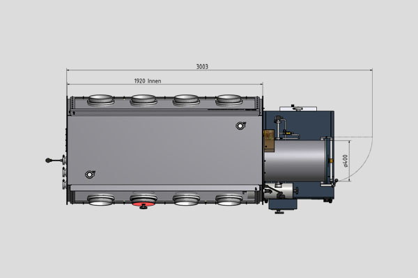 stainless steel glovebox Mega 4 4, plan view